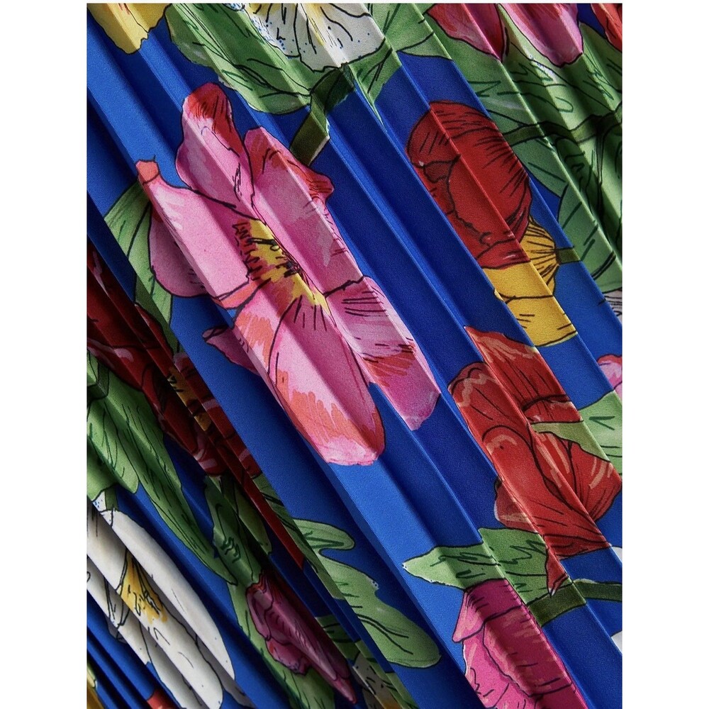 Milly Designer Dress Floral Pleated Tie Liora Tulip Rosette NWT Size Small - Picture 5 of 9